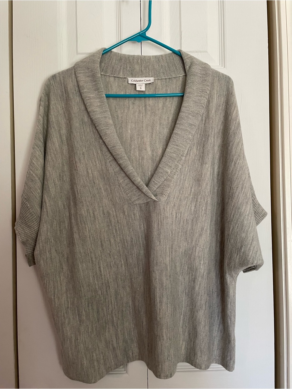 Coldwater Creek Heather Gray V-Neck Short Sleeve Knit Top